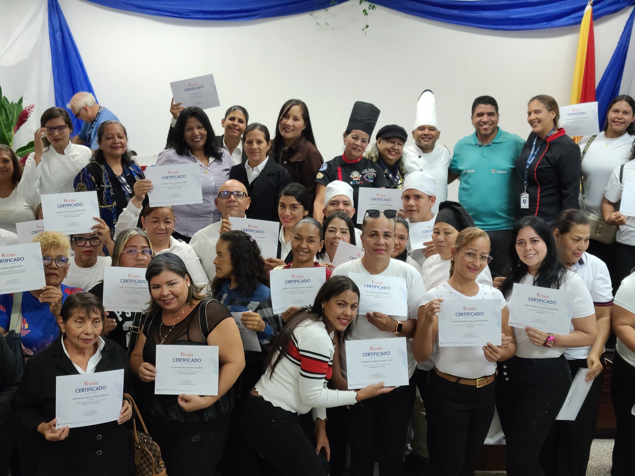 ARAGUA | Inces entregó 50 certificados del área gastronómica del programa Turismo